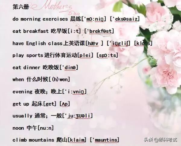 小学六年级单词音标复习,小学1-6年级必考词语