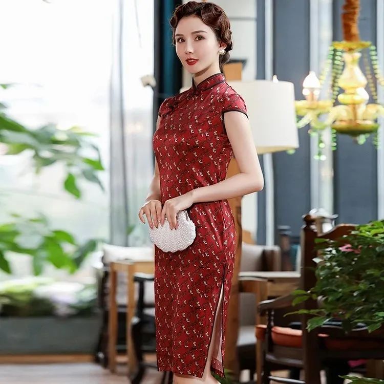 桑蚕丝旗袍高端大气上档次的,高贵气质桑蚕丝旗袍