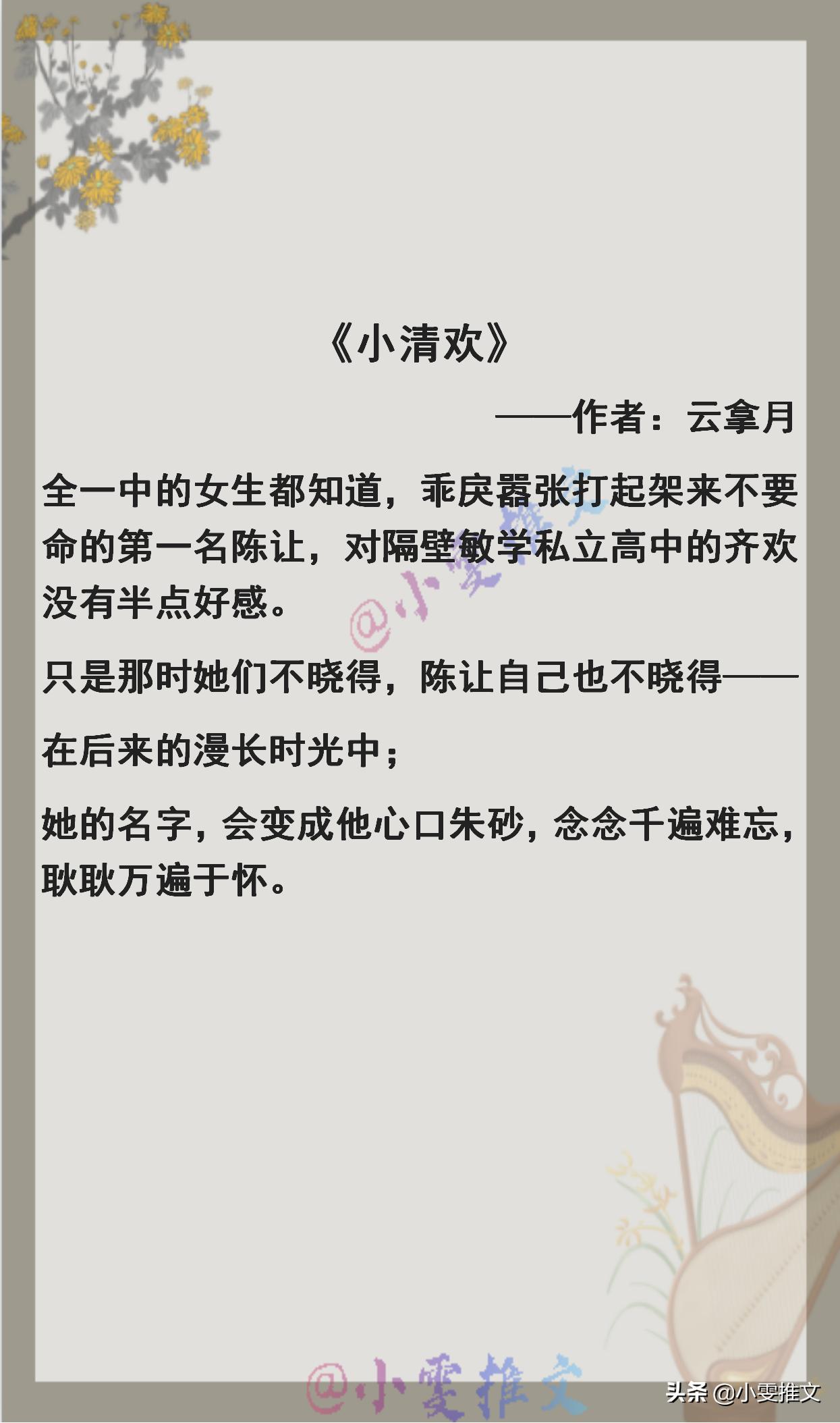 小说推荐甜宠文小清欢,高甜小说推荐小清欢