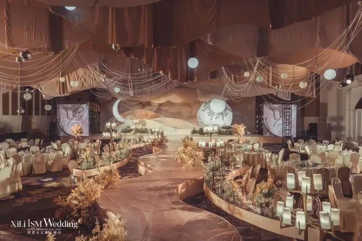 奢华香槟色婚礼风格,香槟色轻奢大气婚礼设计图