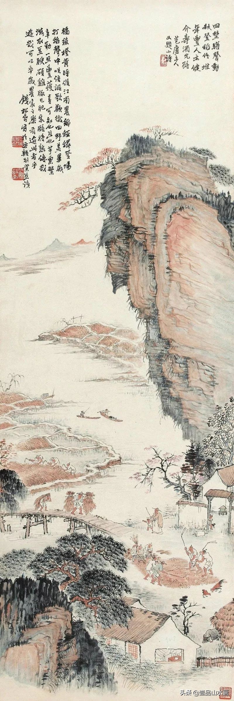 钱松嵒山水画之塞外风情,钱松岩山水画临摹视频