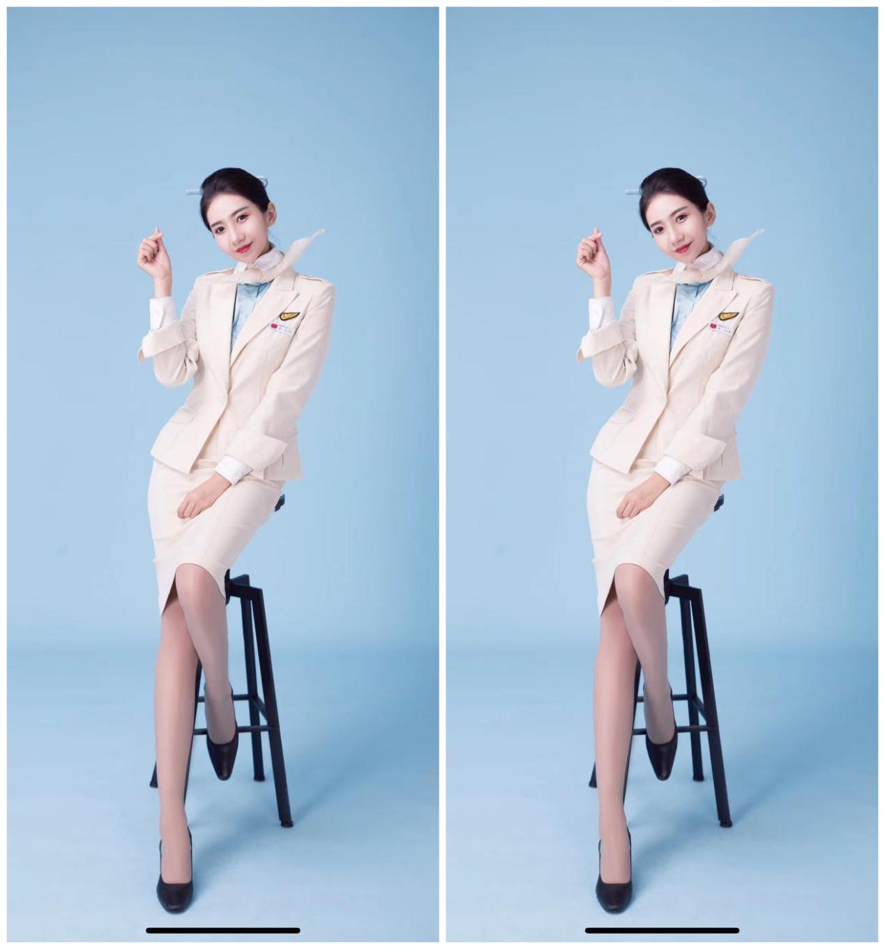 世界航空服赏析,大韩航空白色和蓝色制服