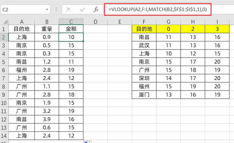 万能的vlookup函数，解决物流运输计费问题