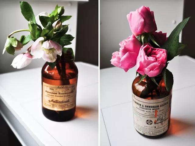 家庭药瓶花瓶插花教程,药瓶子插花