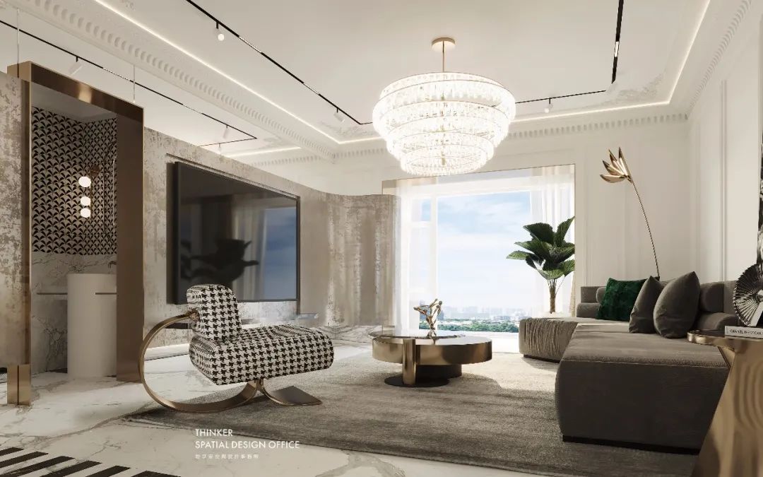 法式复古pu线条效果图,pu线条搭配什么灯