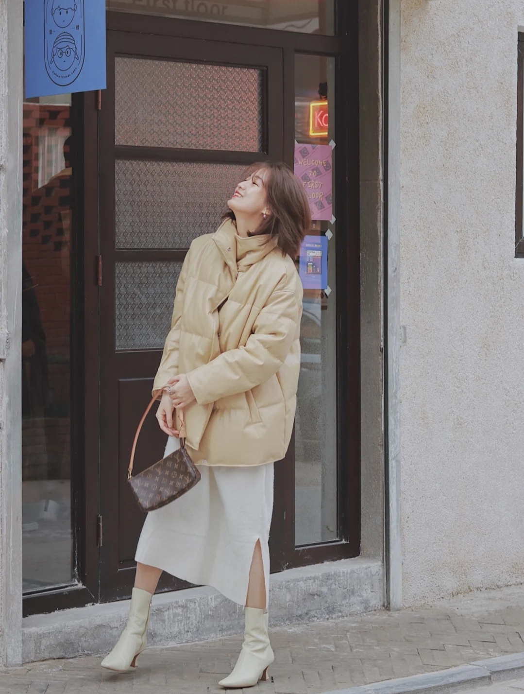 冬日系穿搭黑色棉服万能搭配,小个子短款棉服145-150不臃肿大码