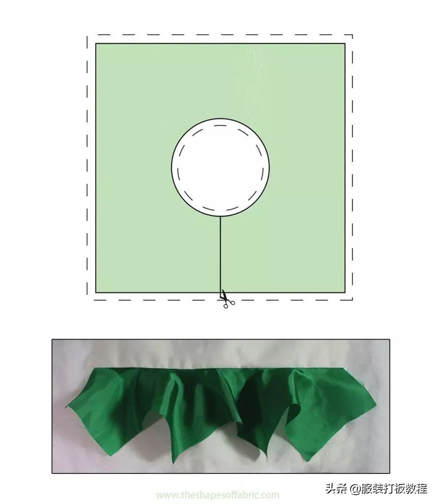 荷叶褶纸样教程,荷叶边制版