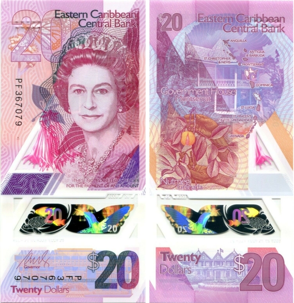 东加勒比央行40周年塑料钞,东加勒比银行50周年塑料钞