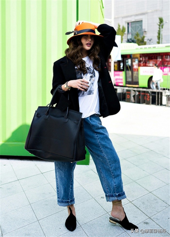 牛仔阔腿裤配什么上衣好看春季,牛仔春季阔腿裤