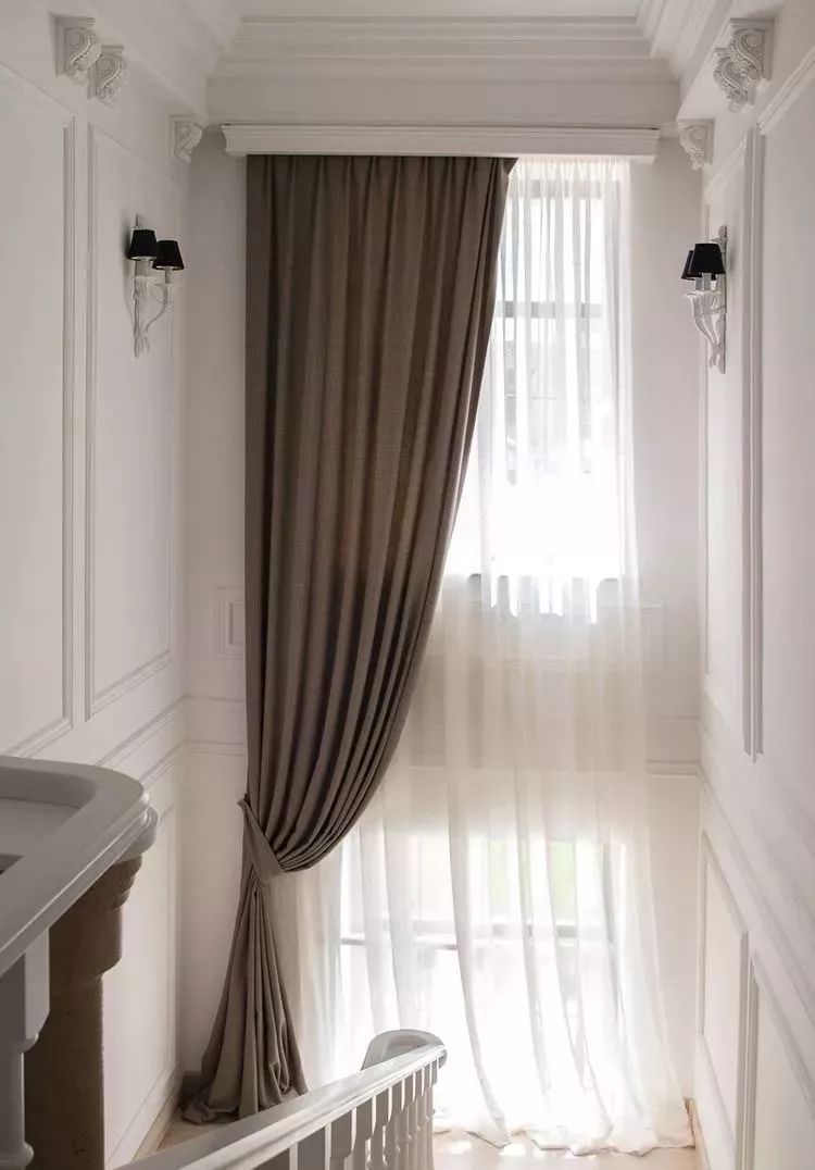 别墅客厅窗帘最新款式效果图,2020别墅窗帘