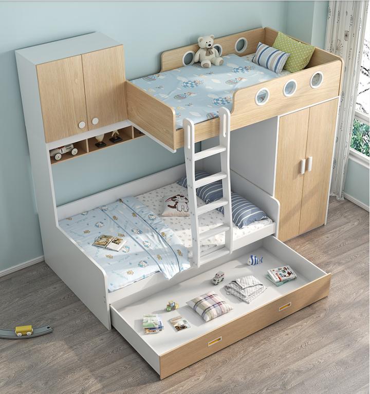 儿童高低床小户型卧室布置效果,小户型搞个阁楼床