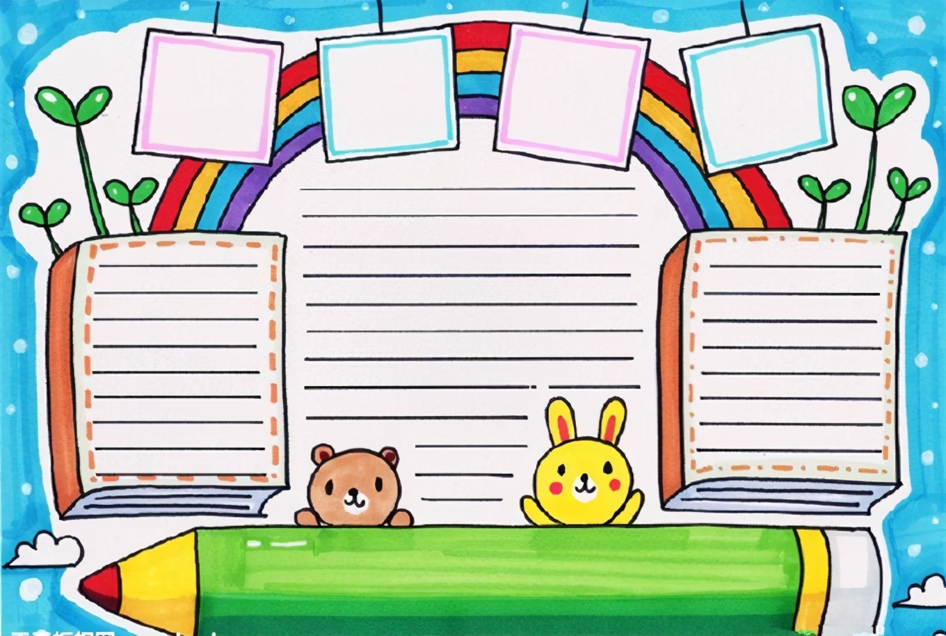 寒假小学生自制手抄报简单,开学了给孩子准备一套手抄报模板