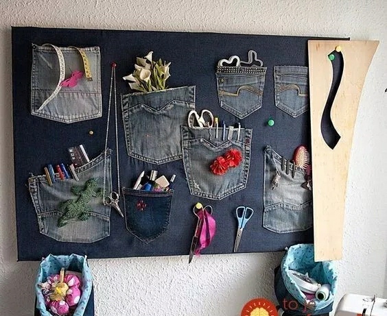不穿的牛仔裤改衣柜收纳袋,不要的牛仔裤怎么改造成收纳袋