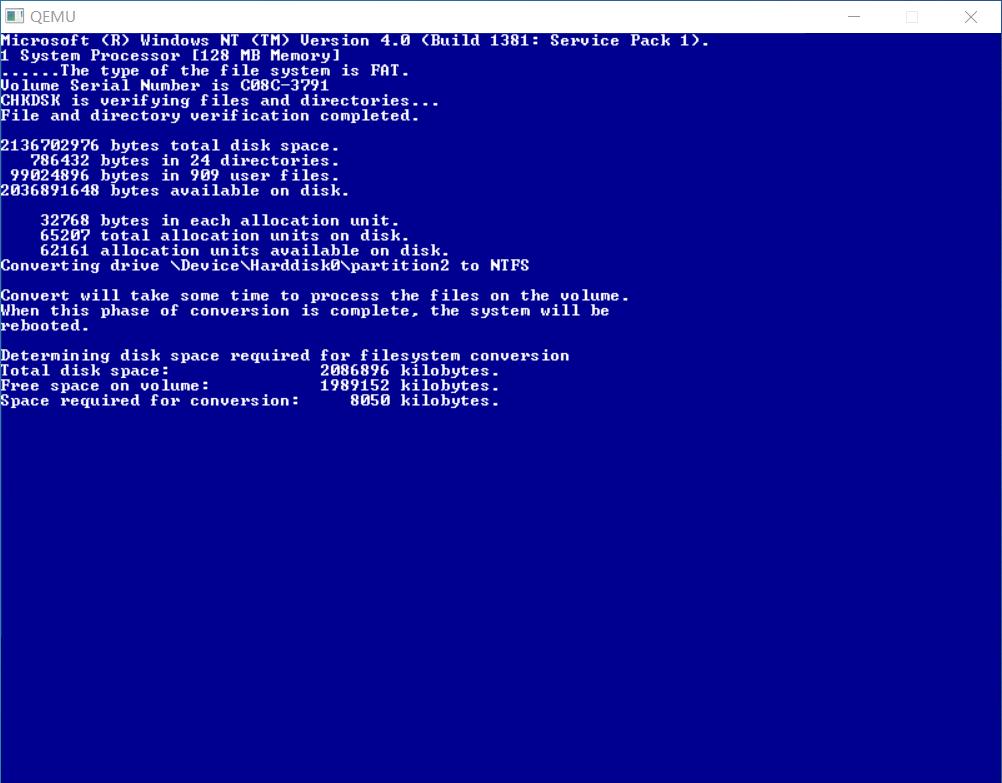 QEMU安装WINDOWSNT4.0MIPS版本