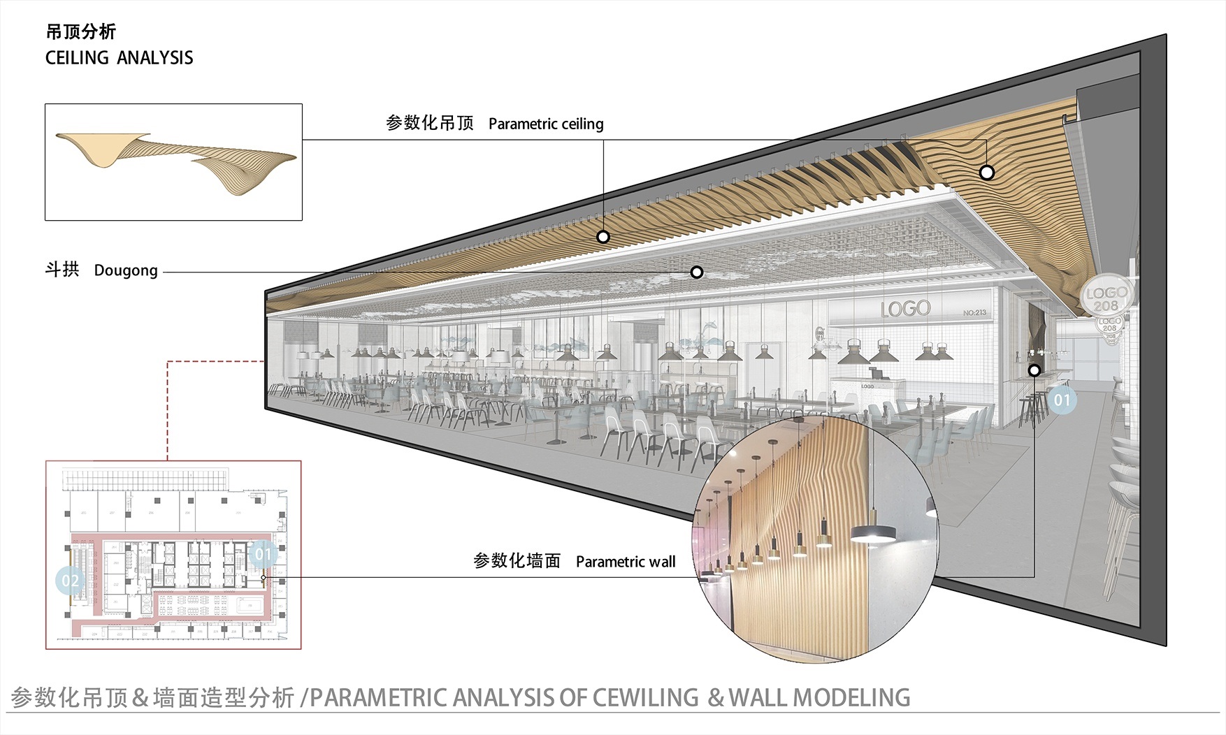 3000平美食城档口装修效果图,美食城改造方案