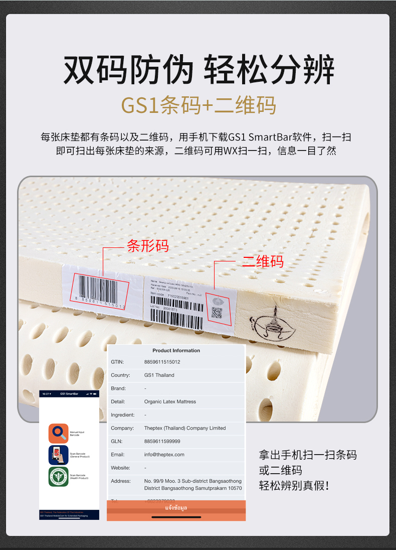 知名进口天然乳胶床垫是如何进行品牌防伪的?