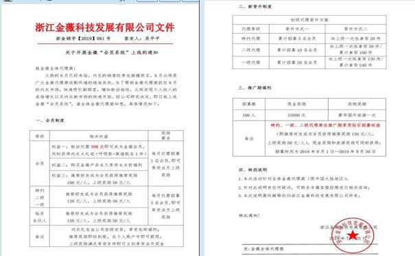 浙江金薇公司利用互联网非法传销被市场监管局立案调查