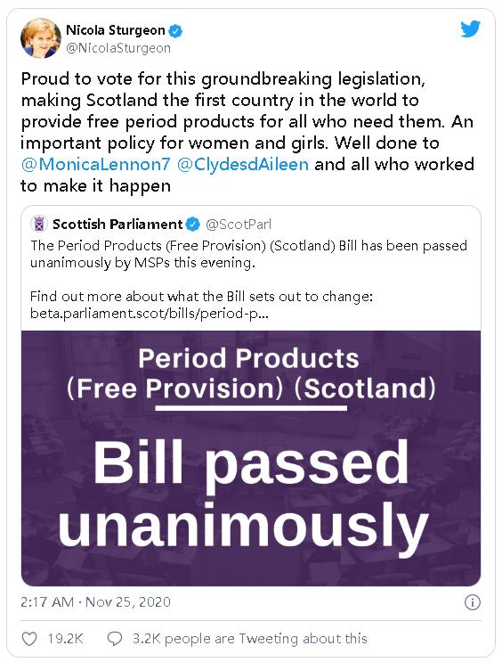 苏格兰成世界首个免费提供卫生巾地区，“月经平权”还要走多远？