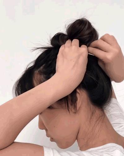 iu发型图片中短发,慵懒韩式低马尾丸子头iu