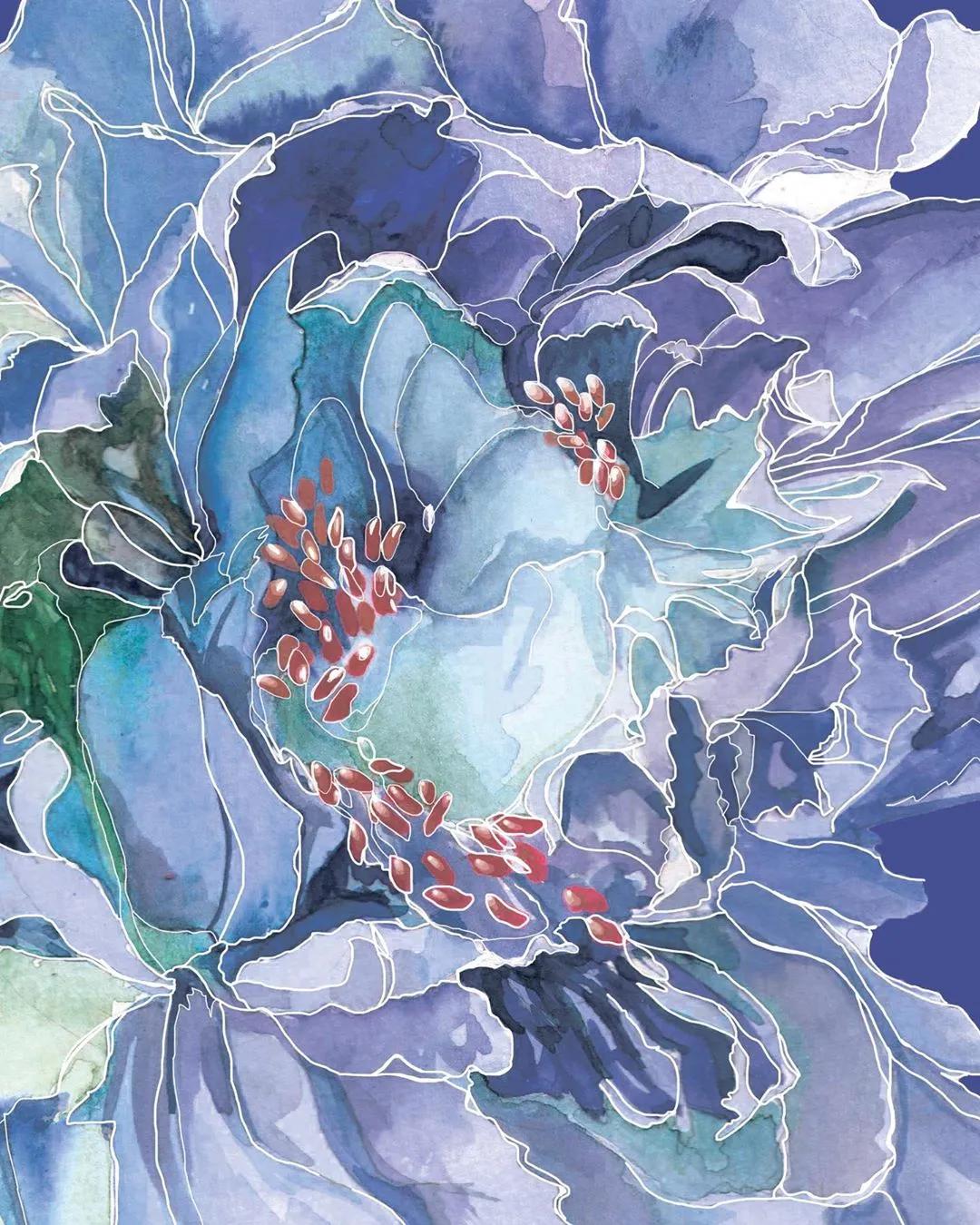 花卉墙绘,墙绘花卉色彩作品