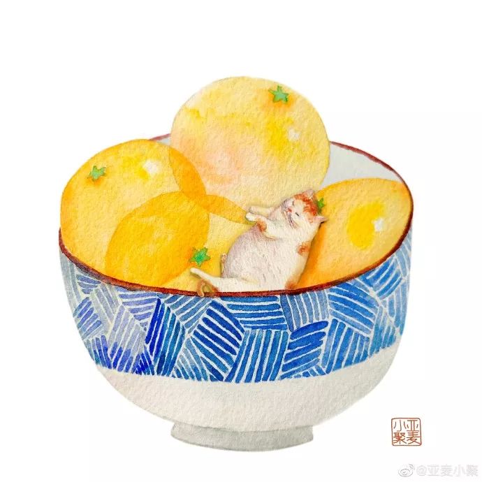 可爱的橘猫插画,一组可爱的治愈系猫咪插画