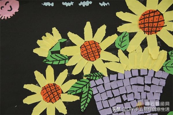 用圆纸片手工制作圣诞贴画,奇妙的纸片贴画手工