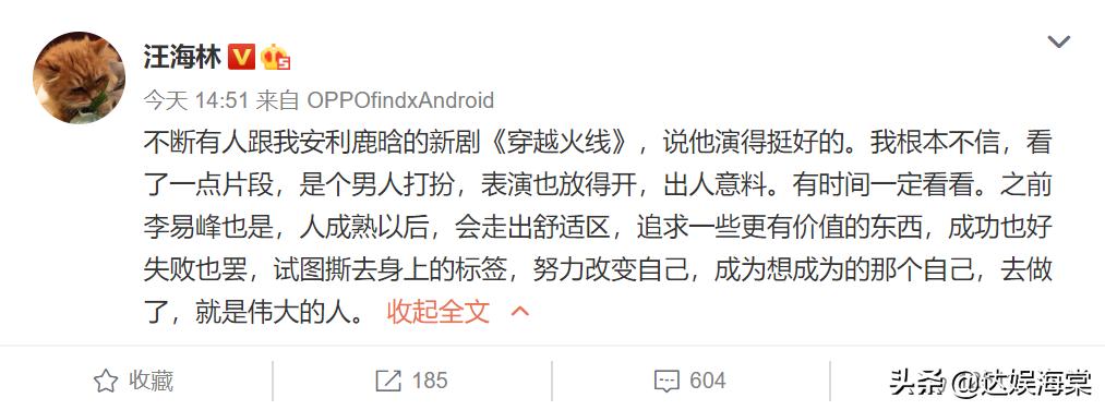 汪海林鹿晗肖战,鹿晗主演的网剧穿越火线大受好评