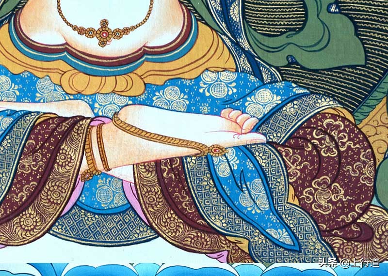 手绘金粉四臂观音唐卡,上行道彩绘装饰画