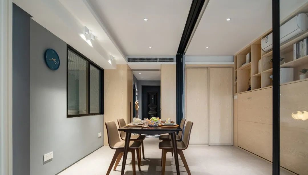 80平客厅书房一体设计,80平三室一厅简约现代装修风格