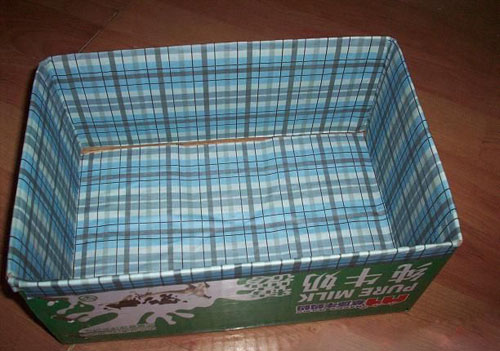 旧物改造用纸箱改造成收纳盒,牛奶盒废物改造玩具收纳盒