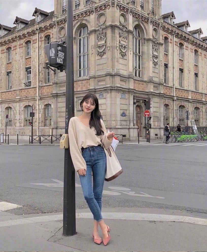 初秋穿搭小姐姐,秋天时髦小姐姐的韩系穿搭火了