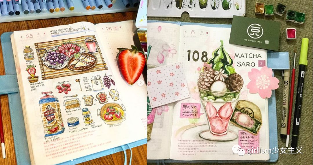 少女色系手帐素材,少女风格简单手帐教程用贴纸