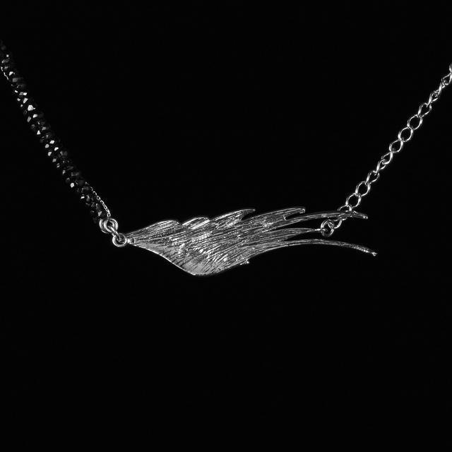 手工纯银项链999纯银正品网红爆款,羽毛纯银项链