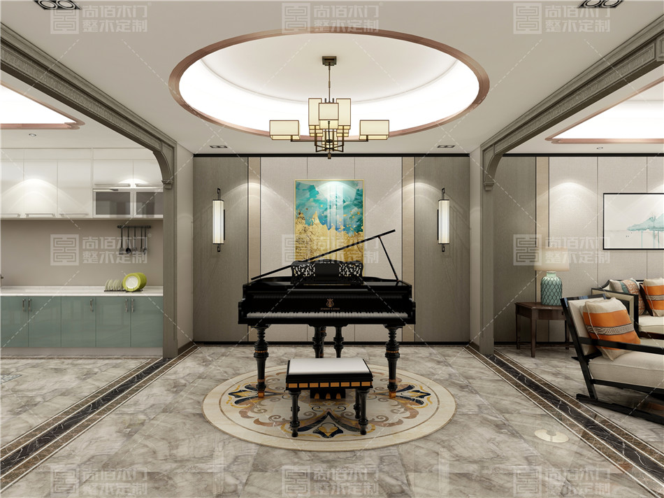 大宅新中式全案设计整木定制,高端原木全屋定制实景图