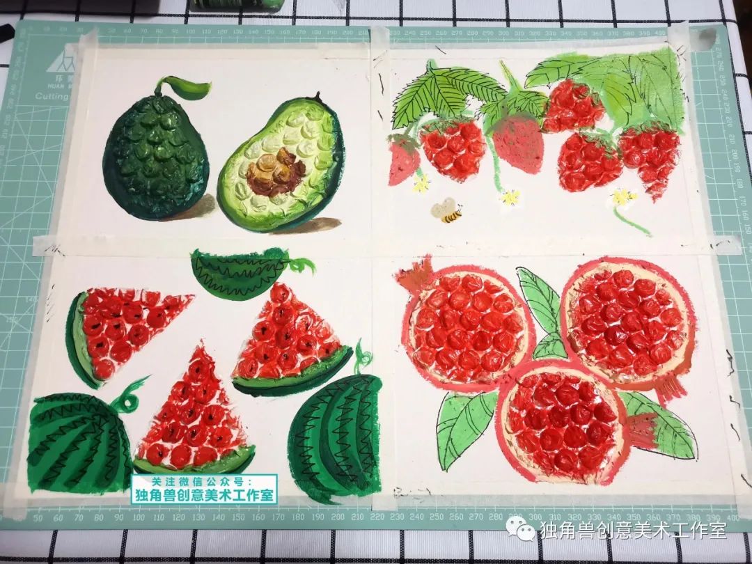 水果拼盘画画教程,气泡袋创意画教程