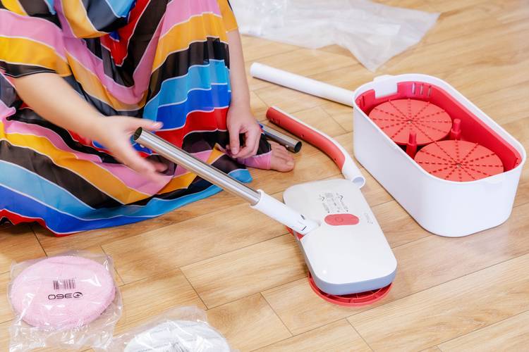 360多旋转免洗拖把慢动作拖地教程,无死角电动拖把