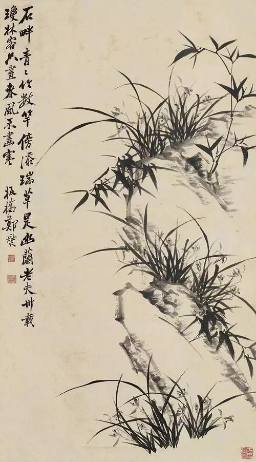 赏析郑板桥写意兰花画,郑板桥题画兰草书图片