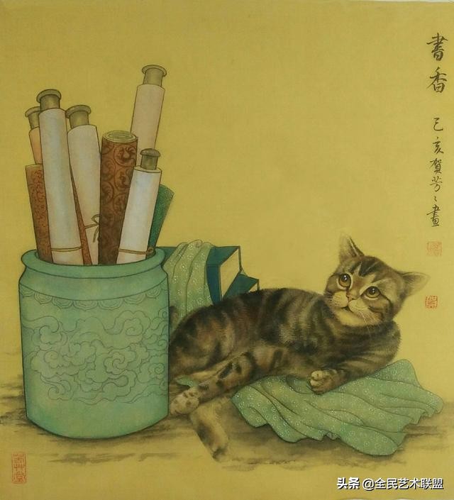 栩栩如生的小猫眯，原来是才女画家贺芳芳的作品