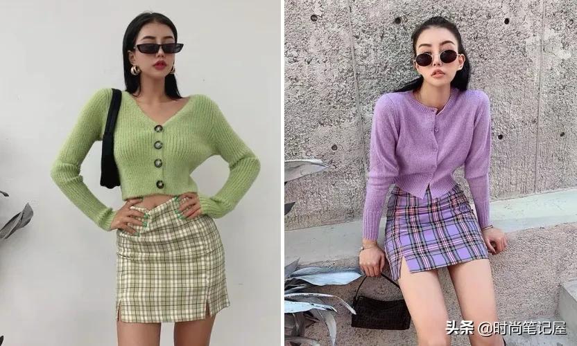 菱格纹格子裙,女人味十足的打底裙