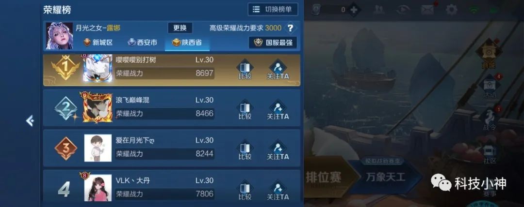 王者荣耀露娜全网最高战力,王者荣耀露娜战力最低地区查询