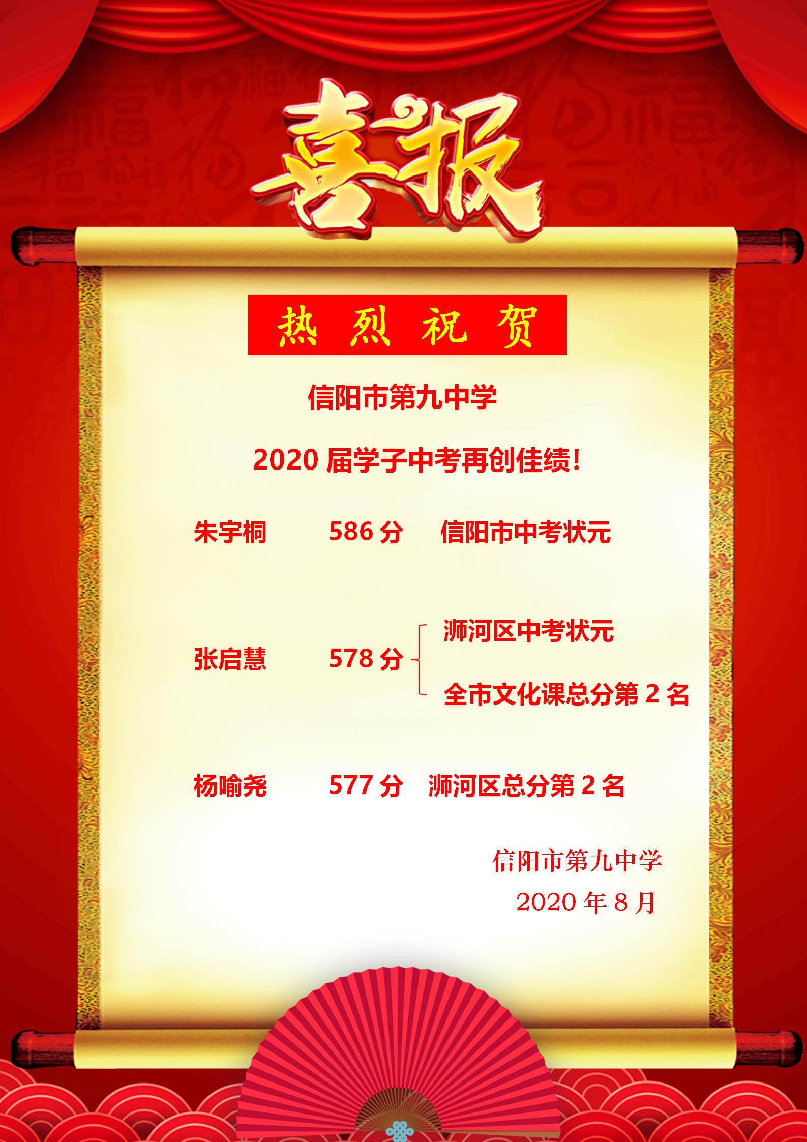 信阳市九中2021年中招喜报,信阳市五中中招成绩