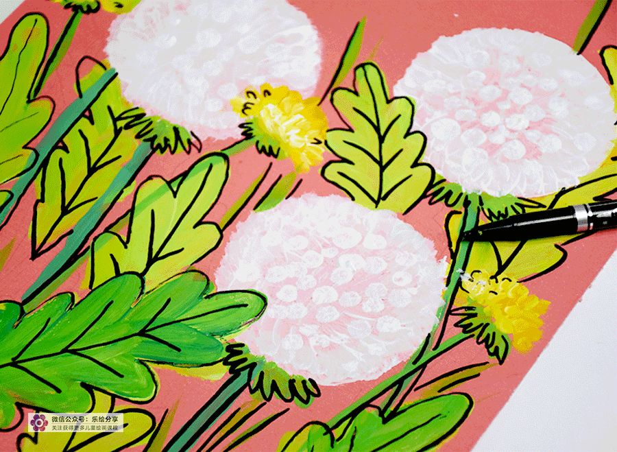 儿童画太阳与蒲公英图片,蒲公英怎么画儿童画