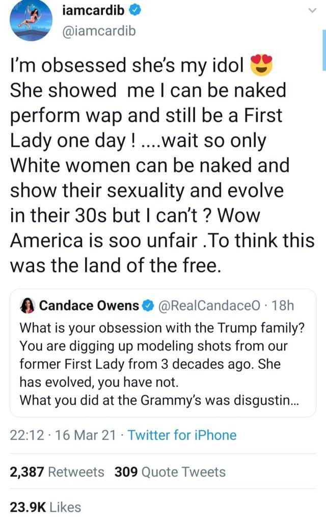 欧美最大尺度撕X！CardiB曝出川普妻子裸照，骂战失控…