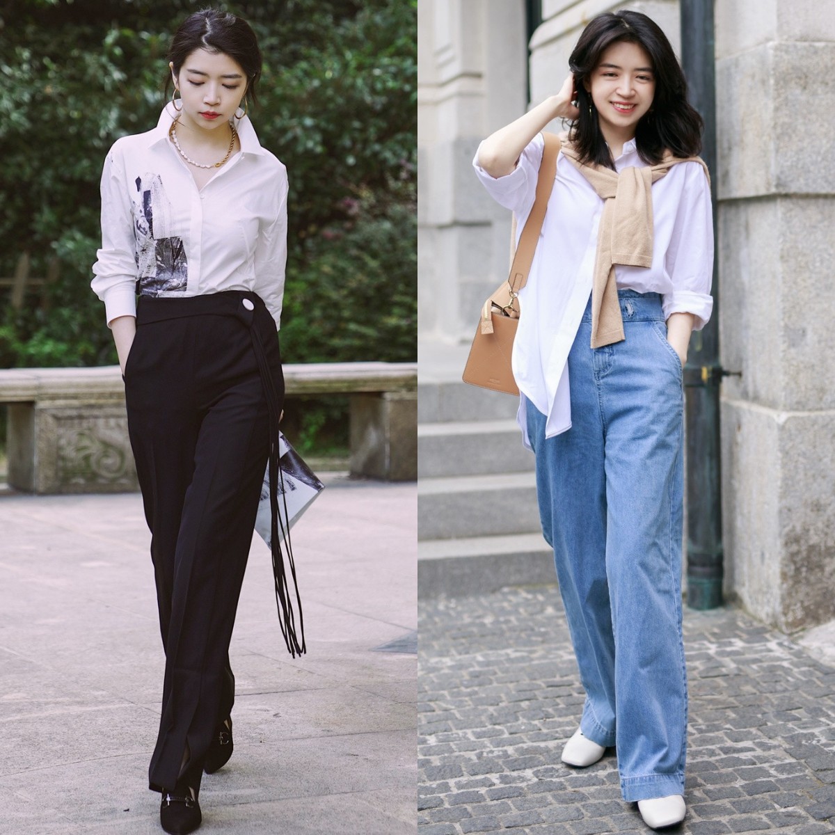 三木军绿色衬衫穿搭,三木衬衫烟管裤