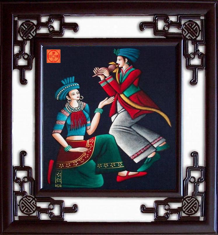 重彩蜡染画,收藏刺绣