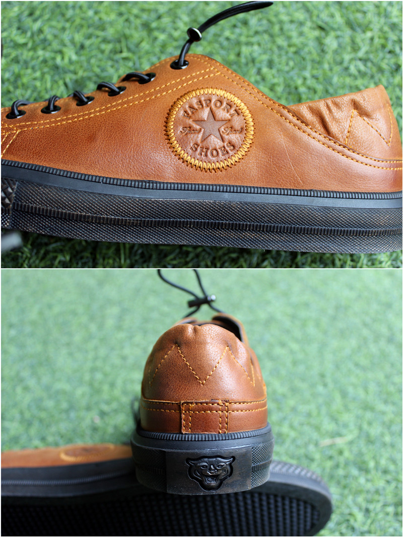 哈森男鞋秋季新款英伦板鞋,哈森鞋复古棕