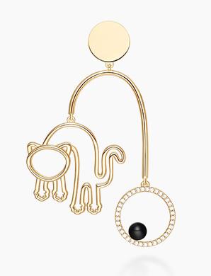 田沅同款HEFANGJewelry不对称猫咪耳夹!没耳洞的女孩也可以戴哦