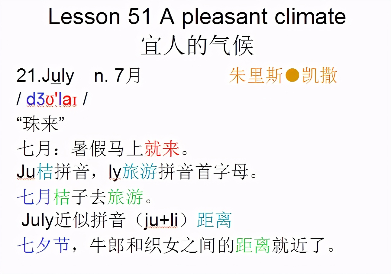 新概念英语第一册，音标课件自学整理Lesson51Apleasantclimate
