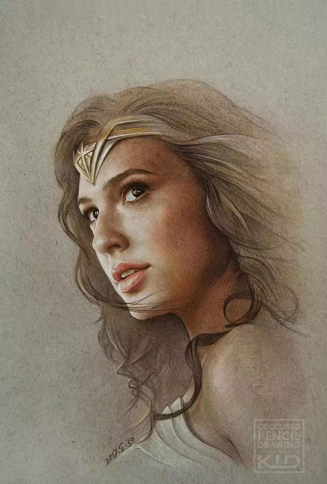 写实彩铅画,超好看素描画迪丽热巴