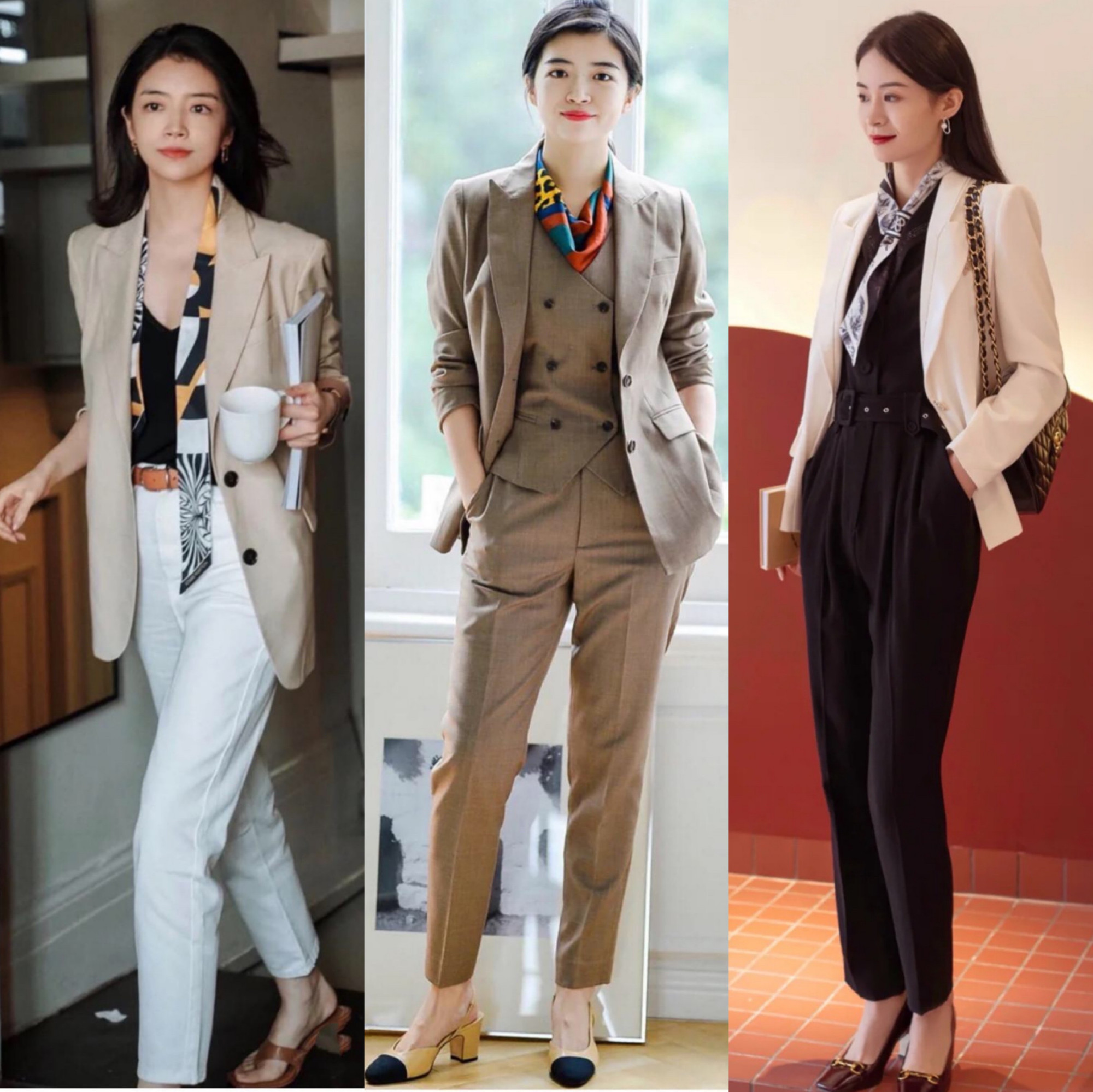 美丽的丝巾搭配美出高级感小姐姐,美丽的丝巾搭配丝巾新花样